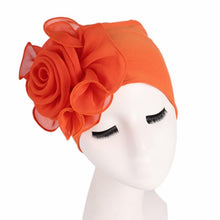 Load image into Gallery viewer, Cap Point Orange / One size fits all New Large Flower Stretch Head Scarf Hat
