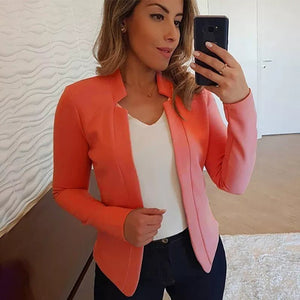 Cap Point Orange / S Elegant Long Sleeve Blazer for Office Ladies