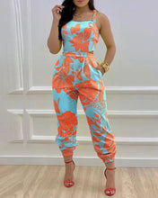 Load image into Gallery viewer, Cap Point Orange / S Mileine Elegant Butterfly Print Crisscross Lace Up Details Backless Jumpsuit
