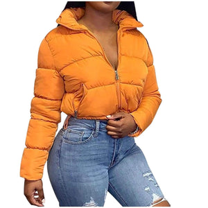 Cap Point Orange / S / United States Stand-up Collar Cotton Short Snow Jacket