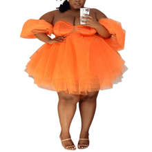 Load image into Gallery viewer, Cap Point Orange / XL Patricia Neck Mesh Elegant Birthday Mini Dress
