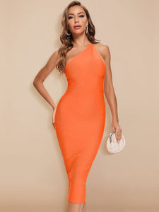 Cap Point Orange / XS Carmelita elegant one shoulder bodycon celebrity dress