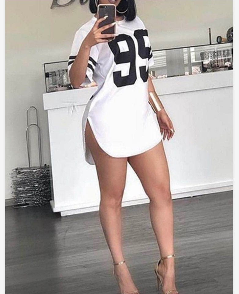 Cap Point Oversized Summer Tees Split Shirt Dress