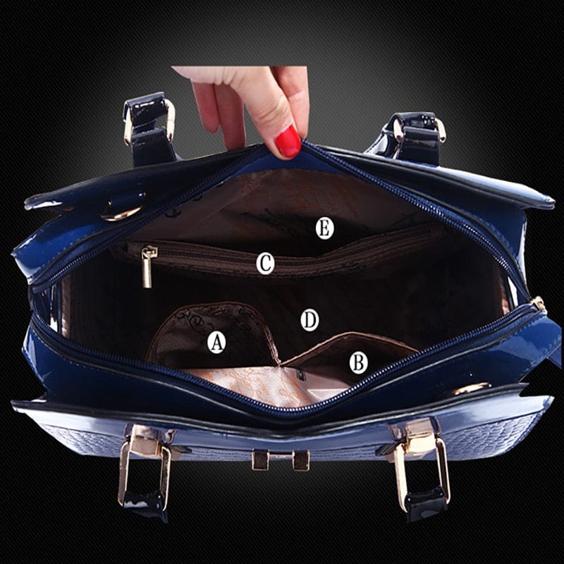 Cap Point Patent Luxury Brand PU Leather Crossbody Handbag
