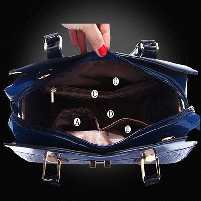 Cap Point Patent Luxury Brand PU Leather Crossbody Handbag