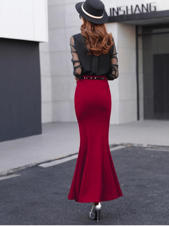 Cap Point Penny Trumpet High Waist Mermaid Maxi Skirt