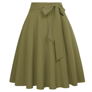 Cap Point Perline Belle Poque High Waist Self-Tie Bow-Knot Embellished  A-Line Skirt