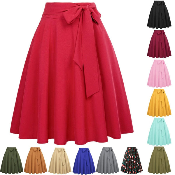 Cap Point Perline Belle Poque High Waist Self-Tie Bow-Knot Embellished  A-Line Skirt