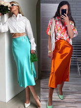 Load image into Gallery viewer, Cap Point Perline High Waisted Satin Office Ladies Maxi Skirt
