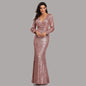 Cap Point Pink / 2 Sexy V-neck Mermaid Evening Dress