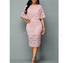 Load image into Gallery viewer, Cap Point Pink / 2XL Salome Hook flower hollow Lace Dress
