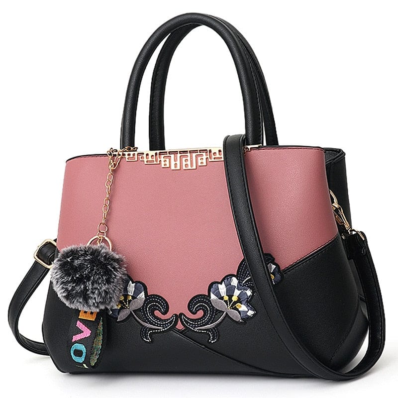 Cap Point pink 3 / One size Denise Leather Embroidered Messenger Tote Bag