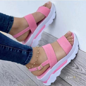 Cap Point Pink / 5 Fashion Wedge Female Platform Buckle Strap Street Summer Sandals