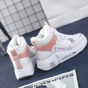 Cap Point Pink / 5 Women New White High Top Winter Sneakers