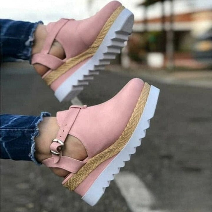 Cap Point Pink / 6 Vintage Flat Platform Fashion Comfortable Sandals