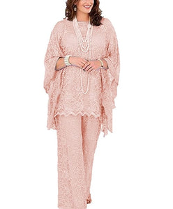 Cap Point Pink / 8 Geneva 3 Piece Long Sleeve Mother of the Bride Pant Suit