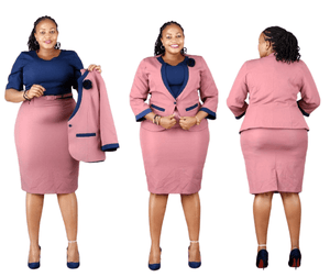 Cap Point Pink / 8 New Luxurious Color Block Zuri Dress Blazer Set
