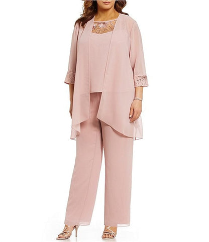 Cap Point Pink / 8 Yunis Lace Sequins Mother of The Bride Pantsuit With Jacket