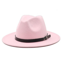 Load image into Gallery viewer, Cap Point Pink Classic British Fedora Men Women Woolen Winter Felt Jazz Hat

