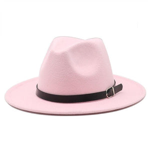 Cap Point Pink Classic British Fedora Men Women Woolen Winter Felt Jazz Hat