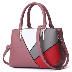 Cap Point pink European Designer Shoulder Stitching solid color PU Leather Handbag