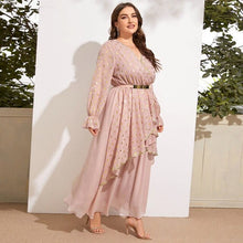 Load image into Gallery viewer, Cap Point Pink / L Becky Chic Elegant Plus Size Luxury Designer Evening Party Oversize Maxi Dress
