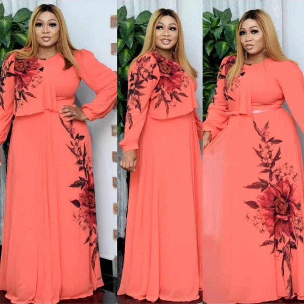 Cap Point Pink / L La Katangaise Long Sleeve Maxi Dress