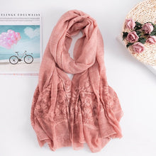 Load image into Gallery viewer, Cap Point Pink Martha plain soft viscose embroider winter wrap hijab foulard shawl scarf
