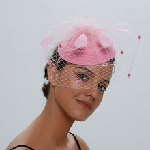 Load image into Gallery viewer, Cap Point Pink Mirva Chic Cocktail Wedding Party Church Headpiec Hat Fascinators
