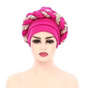 Cap Point Pink / One Size Celia Auto Geles Shinning Sequins Turban Headtie