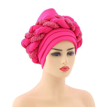Charger l&#39;image dans la galerie, Cap Point pink / One Size Celia Auto Geles Shinning Sequins Turban Headtie
