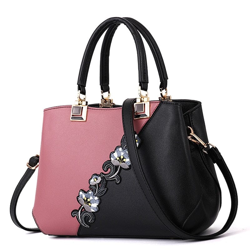 Cap Point pink / One size Denise Leather Embroidered Messenger Tote Bag