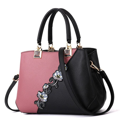 Cap Point pink / One size Denise Leather Embroidered Messenger Tote Bag