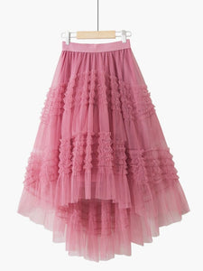 Cap Point Pink / One Size Emine 3 Layers Tutu Tulle Irregular Mesh Skirt