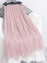 Load image into Gallery viewer, Cap Point Pink / One Size Emine High waisted ruffled pleated tulle maxi skirt
