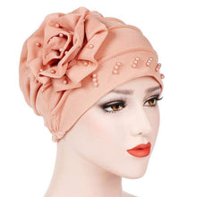Load image into Gallery viewer, Cap Point Pink / One size fits all New Fashion Ruffle Beaded Solid Scarf Cap
