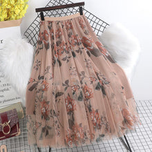 Load image into Gallery viewer, Cap Point Pink / One Size Perline Floral Tulle High Wasit Pleated A-Line Maxi Skirt
