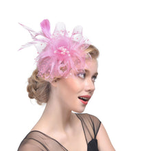 Load image into Gallery viewer, Cap Point pink Pamela Bridal Wedding Party Fascinator Veil Hat
