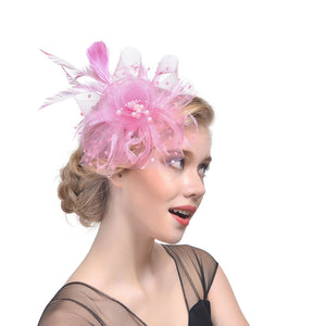 Cap Point pink Pamela Bridal Wedding Party Fascinator Veil Hat