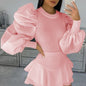 Cap Point Pink / S Debra Elegant fashion blouse with long puff sleeves