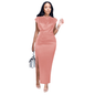 Cap Point Pink / S Elisabeth Long Pleated Elegant Slit High Collar Slim Fit Sleeveless Maxi Dress
