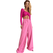 Load image into Gallery viewer, Cap Point Pink / S Fashion Wide Leg High Waisted Casual Pants
