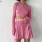 Cap Point Pink / S Malia Two Piece Knitted Ribbed Sweater Outfits Set