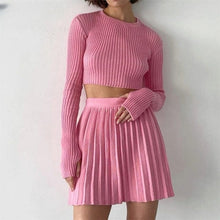 Load image into Gallery viewer, Cap Point Pink / S Malia Two Piece Knitted Ribbed Sweater Outfits Set
