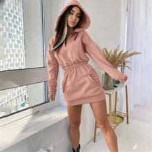 Load image into Gallery viewer, Cap Point Pink / S Martina Sexy Hooded Sweatshirt Mini Dress
