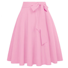 Load image into Gallery viewer, Cap Point Pink / S Perline Belle Poque High Waist Self-Tie Bow-Knot Embellished  A-Line Skirt
