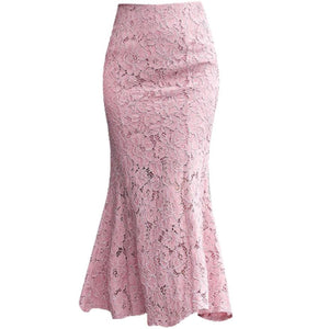 Cap Point pink / S Prisca High waist trumpet mermaid lace retro skirt