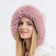 Load image into Gallery viewer, Cap Point Pink Thicken Plush Winter Warm Knitted Hat with Earflap
