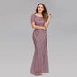 Cap Point Pink / US04 Salome Round Neck Evening Dress