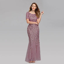 Load image into Gallery viewer, Cap Point Pink / US04 Salome Round Neck Evening Dress
